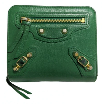 Pre-owned Balenciaga Green Leather Wallet