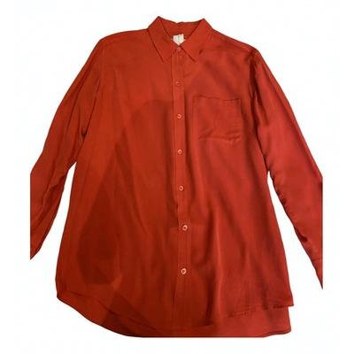 Pre-owned Equipment Red Silk  Top