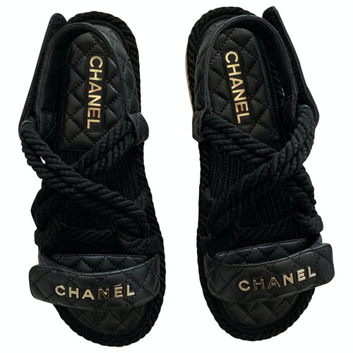 black leather dad sandals