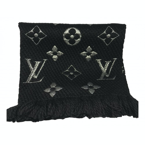 Pre-Owned Louis Vuitton Logomania Black Wool Scarf | ModeSens