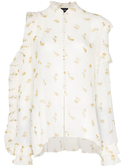 Magda Butrym Lecce Floral-print Silk Blouse In White