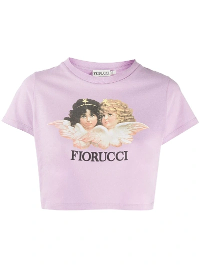 Fiorucci Vintage Angels Cropped T-shirt In Purple