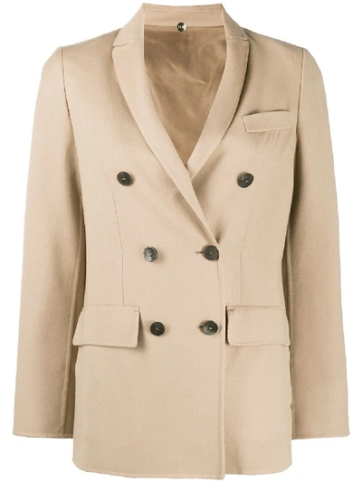 Numerootto Wool Double Breasted Blazer In Neutrals