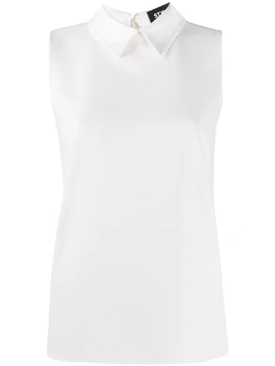 Styland Contrasting Collar Slim-fit Vest In White