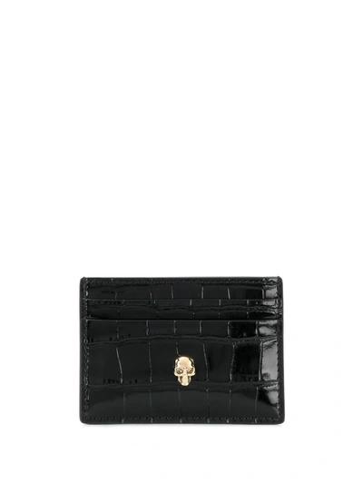 Alexander Mcqueen Skull Stud Cardholder In Black