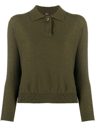 Aspesi Long-sleeve Knitted Polo Shirt In Green