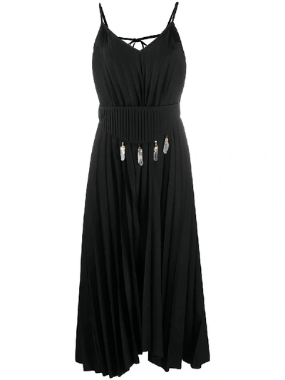 Atu Body Couture Portal Detachable-corset Pleated Dress In Black