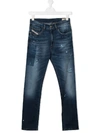 Diesel Teen Eetar Tapered Jeans In Blue