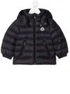 Moncler Logo Patch Padded Coat In Blue