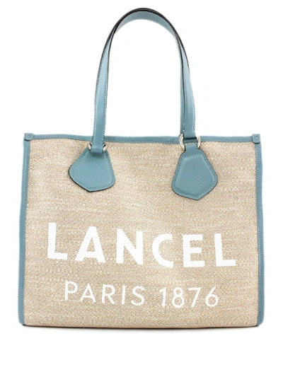 Lancel Light Blue And Jute Summer Bag In Beige+polvere
