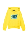 DSQUARED2 YELLOW TEEN HOODIE WITH FRONTAL LOGO,11450331