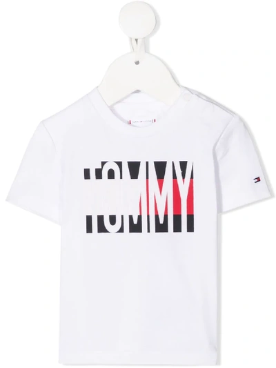 Tommy Hilfiger Junior Babies' Flag Organic Cotton-blend T-shirt In White