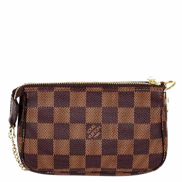 Pre-Owned Louis Vuitton Damier Ebene Canvas Mini Pochette Accessoires Bag In Brown | ModeSens