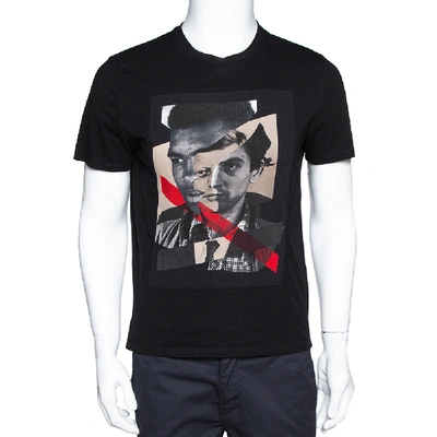 Pre-owned Neil Barrett Black Cotton Hybrid Ali De Niro Print T Shirt M