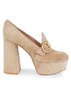 GIANVITO ROSSI Louise Block-Heel Suede Platform Loafers