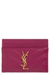 SAINT LAURENT MONOGRAM QUILTED LEATHER CREDIT CARD CASE,423291BOW01