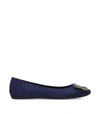 Roger Vivier 10mm Gommette Suede Flats W/ Buckle In Navy