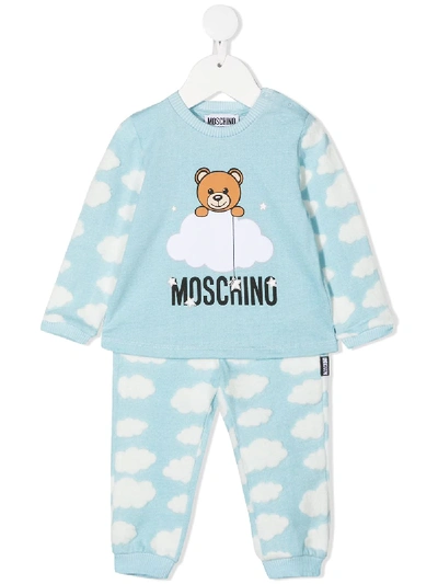 Moschino Babies' Cloud Teddy 运动套装 In Blue