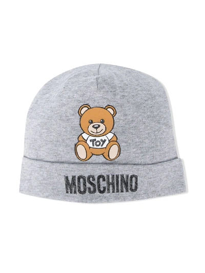 Moschino Babies' Teddy Bear-print Beanie In Grey