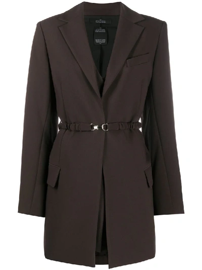 Rokh Belted Mid-length Blazer In Brown