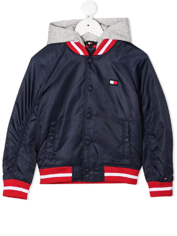 Tommy Hilfiger Junior Kids' Logo Padded Bomber Jacket In Blue ModeSens