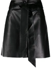 Nanushka Meda Belted Vegan Leather Mini Skirt In Black