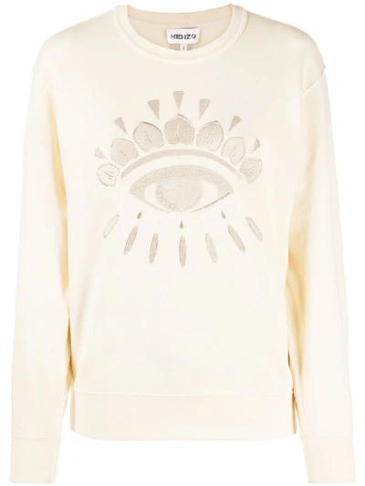 Kenzo Eye Embroidered Sweatshirt In Neutrals