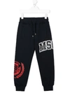Msgm Logo Print Cotton Sweatpants In Blue
