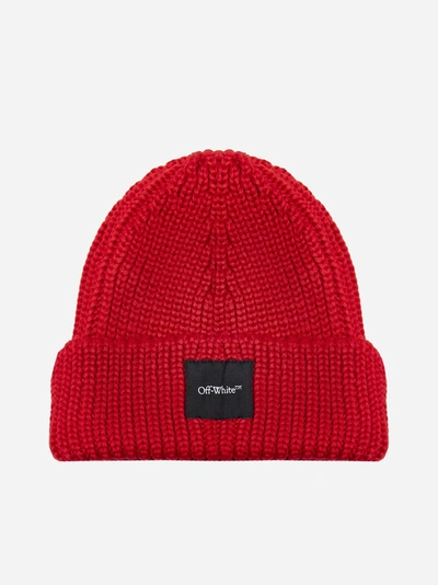 Off-white Logo Wool Beanie In Red