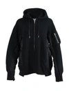 Sacai Black Zip Hoodie Sweatshirt In Black