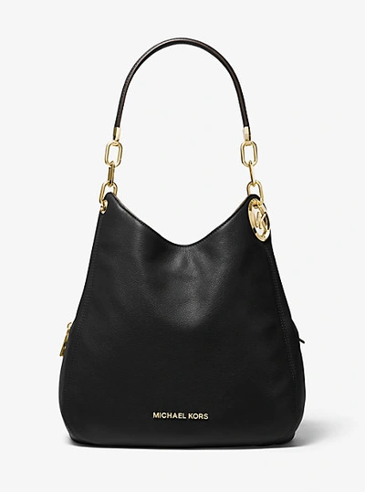 Michael Kors Lillie Large Pebbled Leather Shoulder Bag In Black