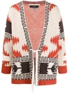 ALANUI WOOL PATTERNED CARDIGAN KIMONO WITH FRONT TIE