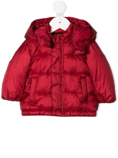 Emporio Armani Babies' 衬垫短款大衣 In Red