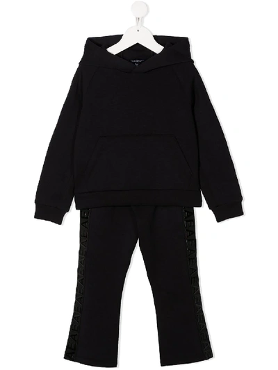 Emporio Armani Kids' Logo Hooded Tracksuit In Blue