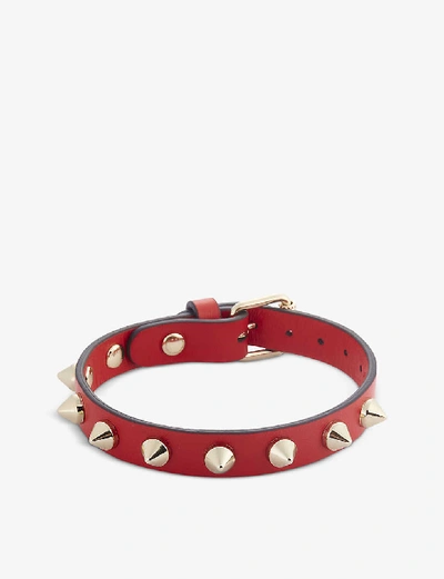 Christian Louboutin Loubilink Studded Leather Bracelet In Loubi/gold
