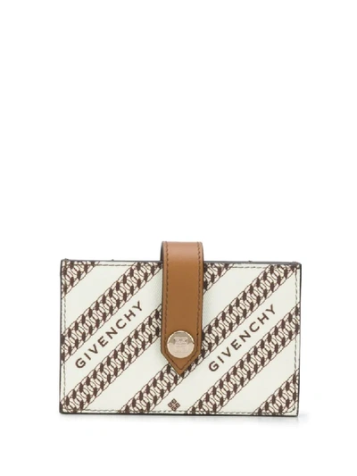 Givenchy Logo Diagonal Stripe Cardholder In Neutrals