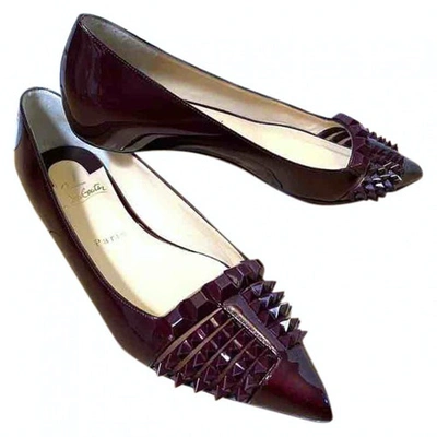 Pre-owned Christian Louboutin Burgundy Patent Leather Ballet Flats
