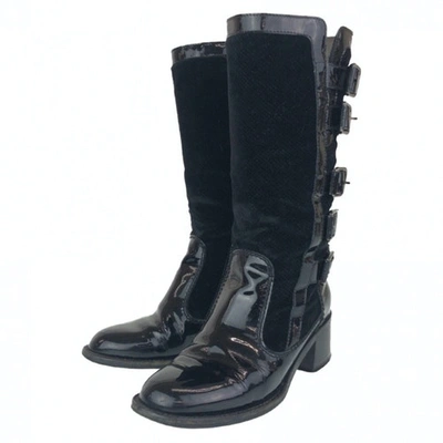 Pre-owned Chanel Black Patent Leather Boots