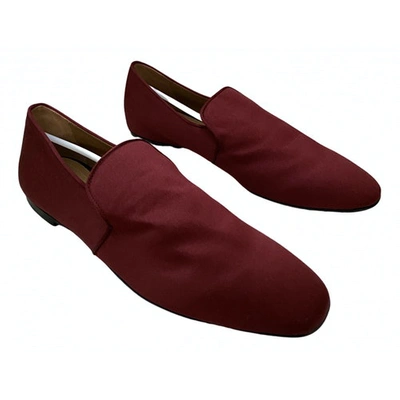 Pre-owned The Row Burgundy Cloth Flats