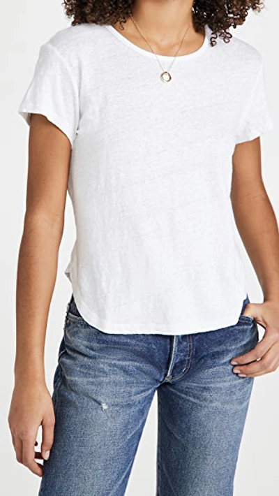 Frame Easy True Linen T-shirt In Blanc