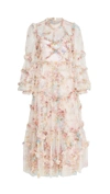 NEEDLE & THREAD Floral Diamond Ruffle Ballerina Dress