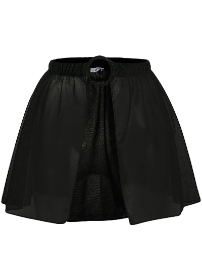 Oseree Ring-detail Mini Skirt In Black
