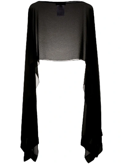 Talbot Runhof Sheer Poncho Top In Black