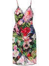 Philipp Plein Floral-print Wrap Dress In Black