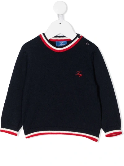 Fay Babies' Stripe Trim Jumper In Blue