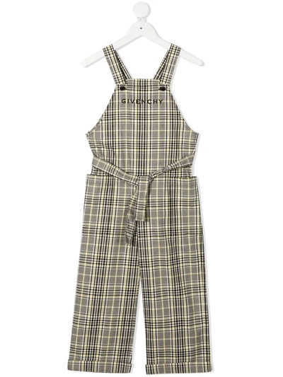 Givenchy Kids' Belted Checked Jumpsuit In Neutrals