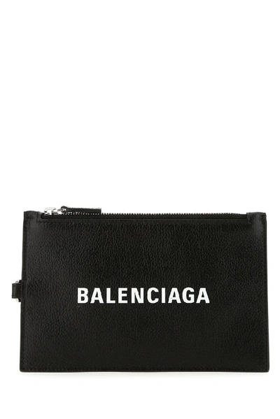 Balenciaga Logo Zipped Wallet In Black