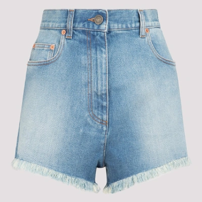 Gucci Cherry Washed Denim Shorts In Blue
