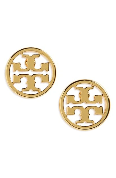 Tory Burch Circle Logo Stud Earrings In Tory Gold