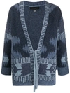 ALANUI WOOL PATTERNED CARDIGAN KIMONO WITH FRONT TIE